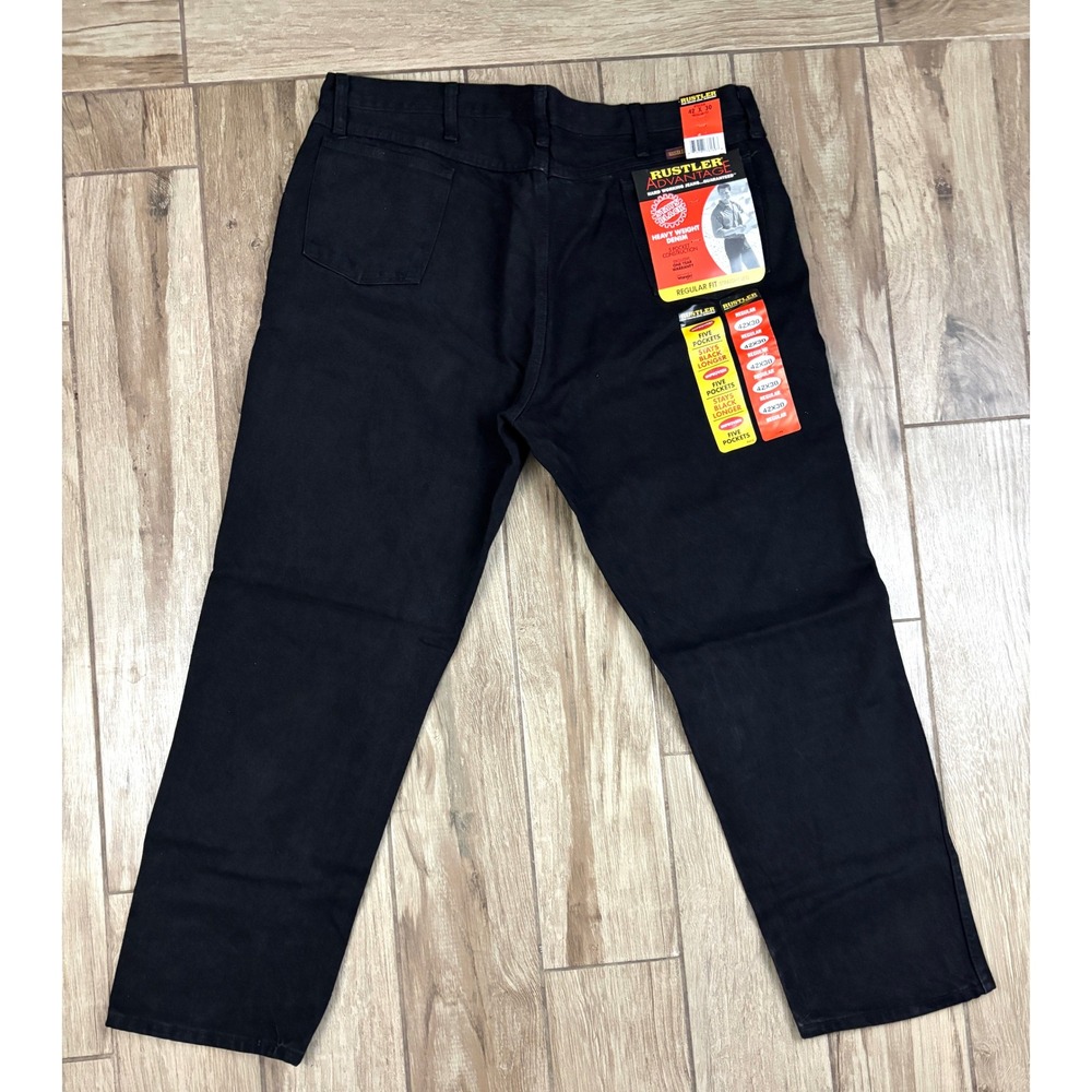 Rustler Advantage Jeans‎ 42x30 Black Heavyweight Denim Regular Fit NWT